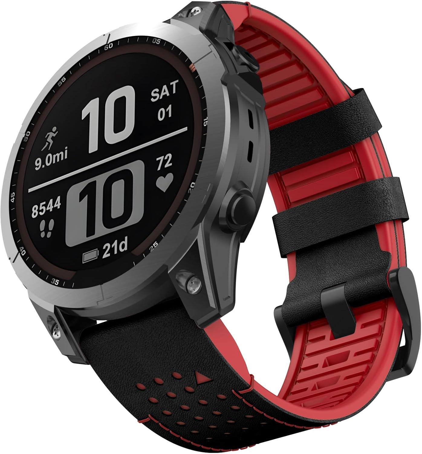 OVERSTEP Leather Bracelet Compatible with Fenix 7X, Soft and Breathable, Compatible with Fenix 7X/Fenix 7 Pro/Fenix 6X/Fenix 5X/Fenix 3 - Black Green image number 2