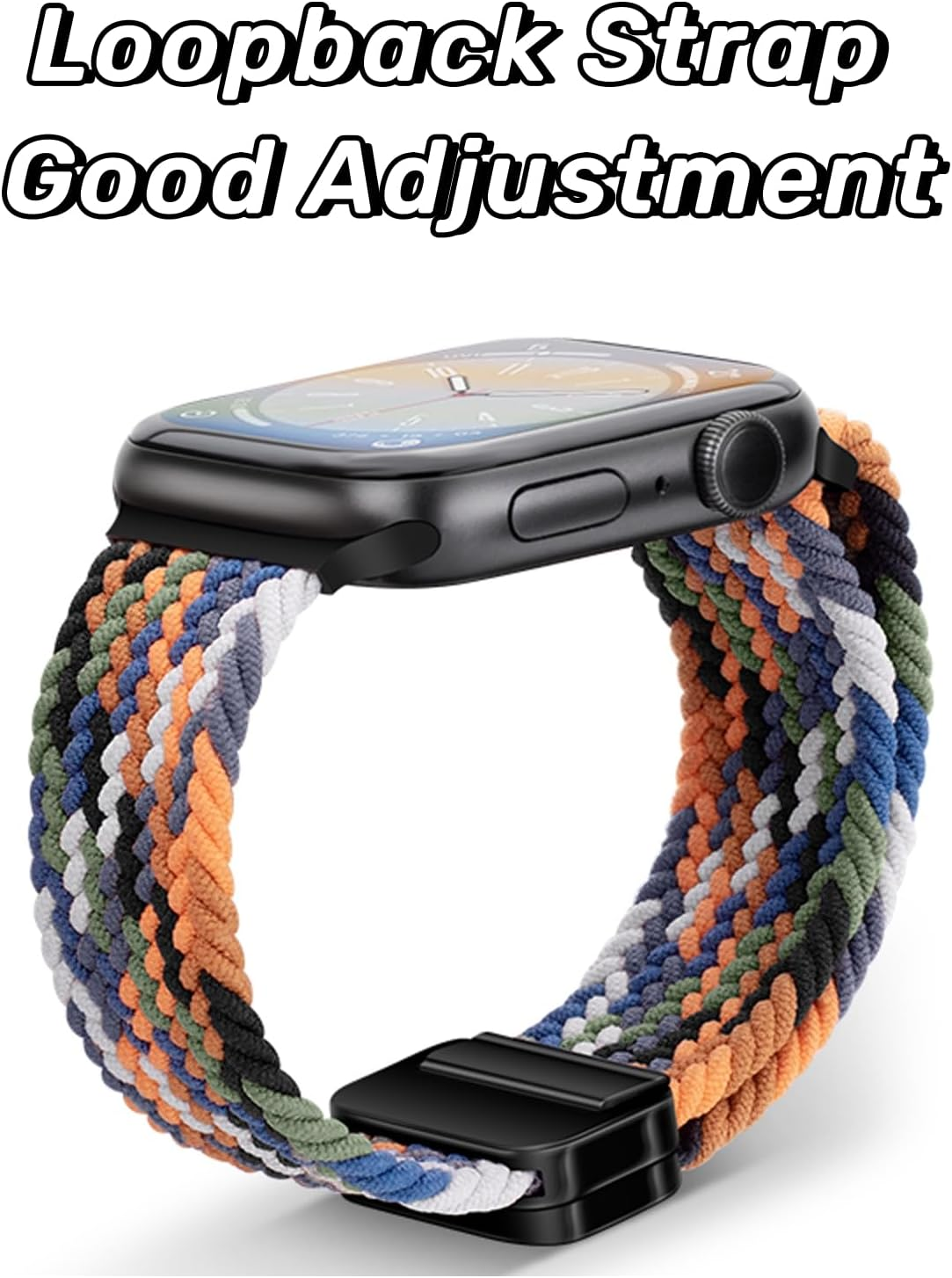 Gratulatio Compatible with Apple Watch Strap 42Mm 41Mm 40Mm 38Mm, Elasticated Magnetic Nylon Strap Band for Iwatch Series 10/9/8/7/6/5/4/SE/SE 2 Men Women Midnight Blue image number 6