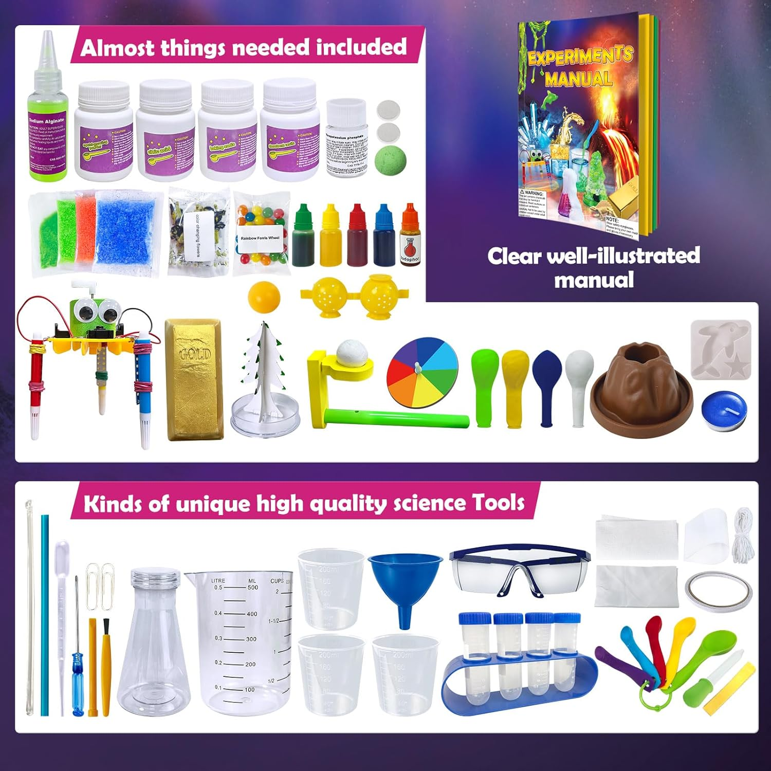 UNGLINGA 150 Experiments Science Kits for Kids, S.T.E.M Educational Toys for Boys Girls Birthday Gift Ideas, Volcano, Chemistry Set image number 5