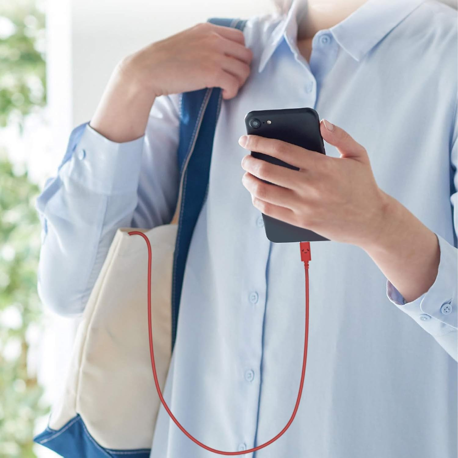 Elecom MPA-FAC12CRD USB Type-A to Type-C Charging Cable, 15W, 3A, Rapid Charging, USB 2.0 Compliant, 3.8 Ft (1.2 M), Red - Blue image number 4