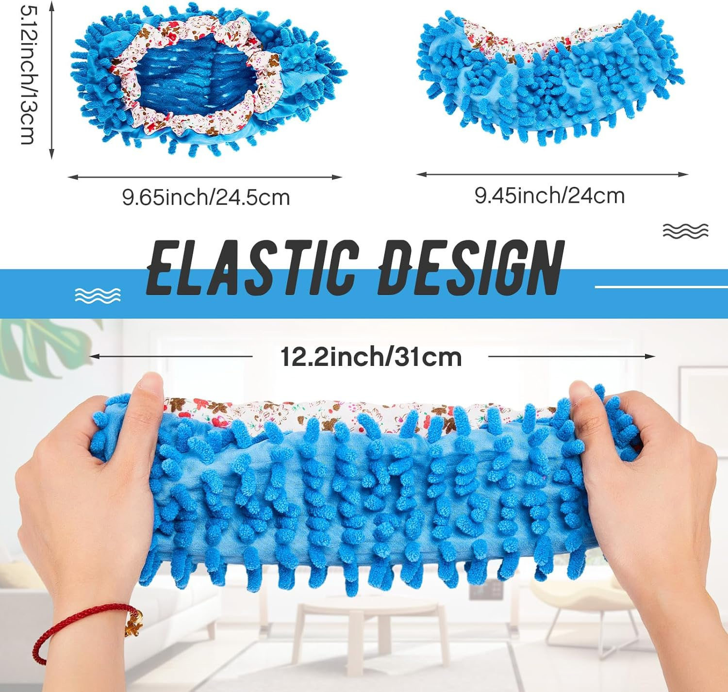 Toulite 10 Pcs 5 Pairs Mop Slippers Shoes for Floor Cleaning Washable Reusable Duster Slippers Microfiber Cleaning Socks for Cleaning Men Women Sweeper Floor Cleaning Tools for House, 5 Colors, Pink, Blue, Green, Purple, Orange, One Size image number 4