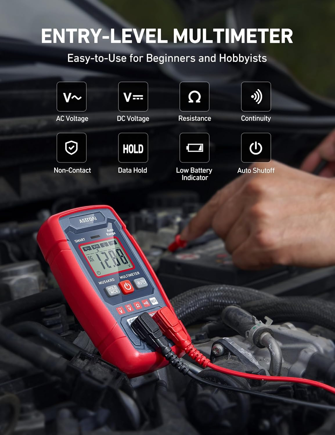 Astroai Multimeter Tester 4000 Counts, Smart Measuring Mode, Auto-Ranging Digital Volt Meter, Fast Accurately Measures AC/DC Voltage, Resistance, Continuity, Supports a Non-Contact Voltage Function image number 5