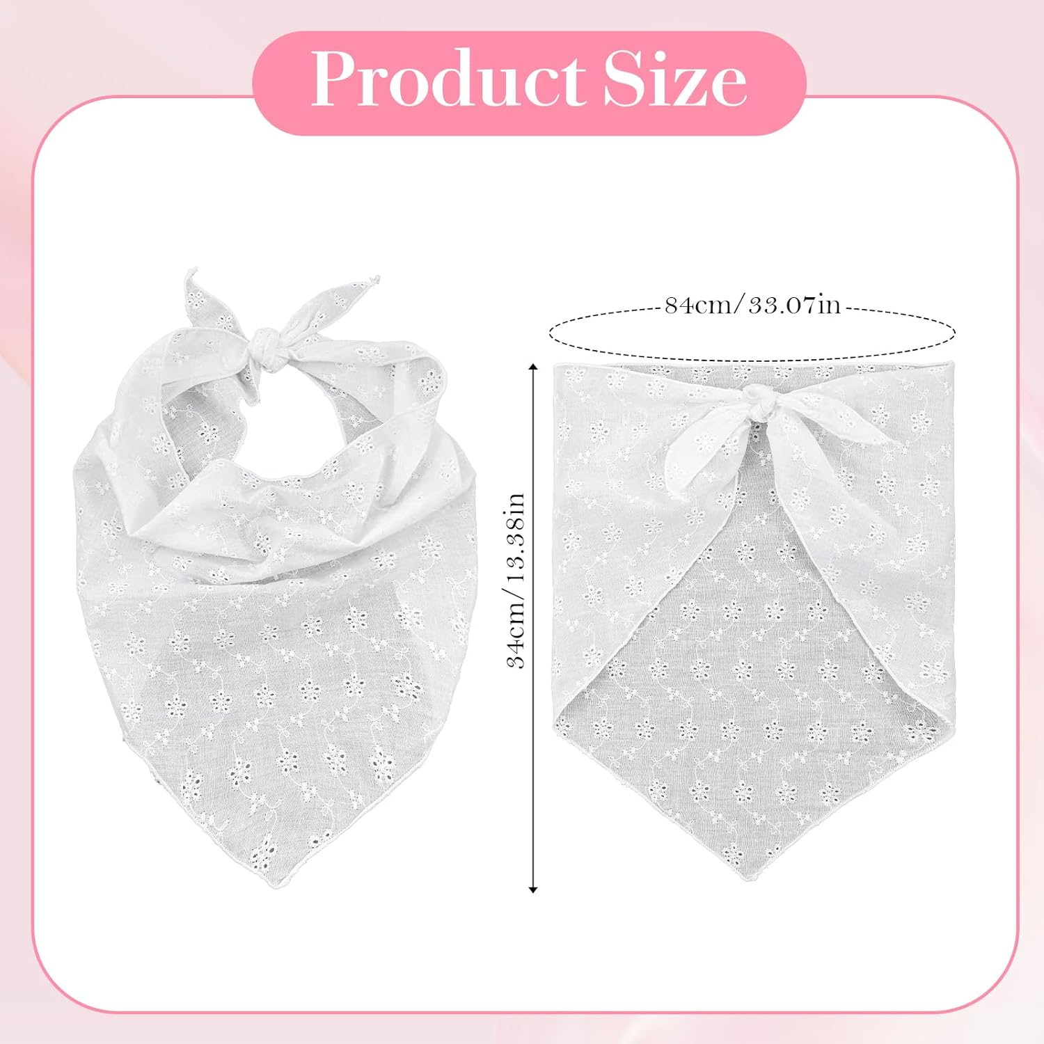 Bandana Headband - Lace Head Scarf, Head Scarf for Girls Cute Adjustable Bandanas, Boho Eyelet Crochet Bandana Headbands, Elegant White Heads Scarfs Hair Accessories for Women image number 6