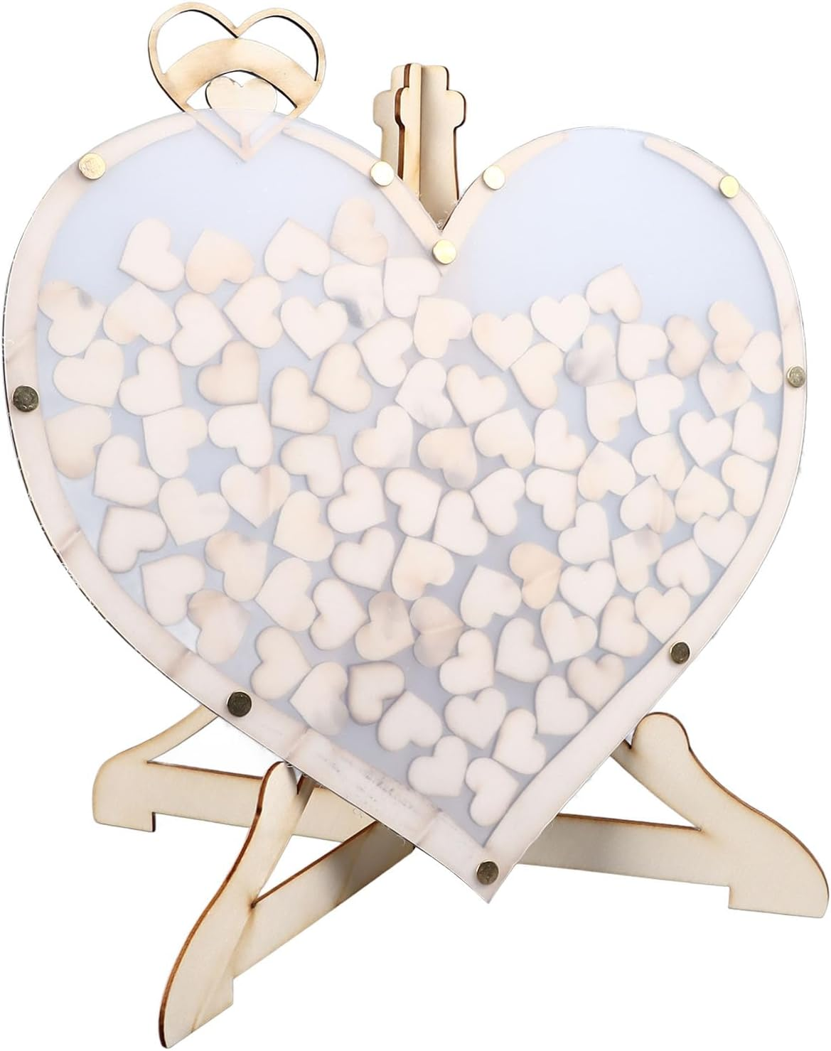 Unique Wooden Visits Book Guest Registration Design Romantic Hearts for the Ceremony Reception Weddings, Pine Wood, Acrylic image number 6