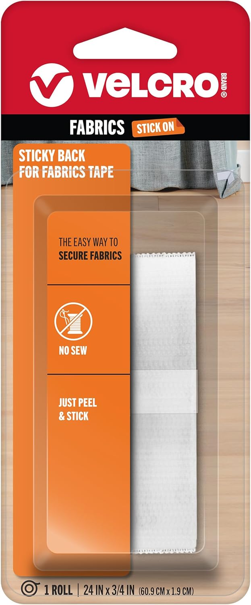 VELCRO Brand - Sticky Back for Fabrics | No Sewing Needed | Peel and Stick for a Permanent Bond | 1.9Cm X 60.9Cm Tape | White image number 6