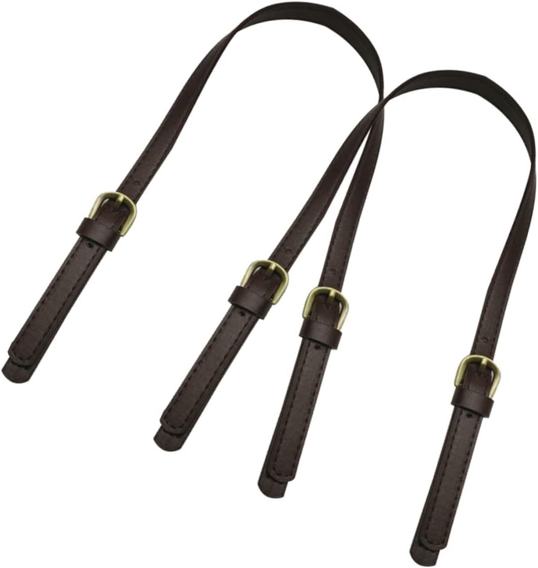 IWOWHERO 2Pcs Synthetic Leather Handbag Handles Tote Bag Replacement Strap DIY Bag Belt for Women Dual Buckle and Adjustable image number 3