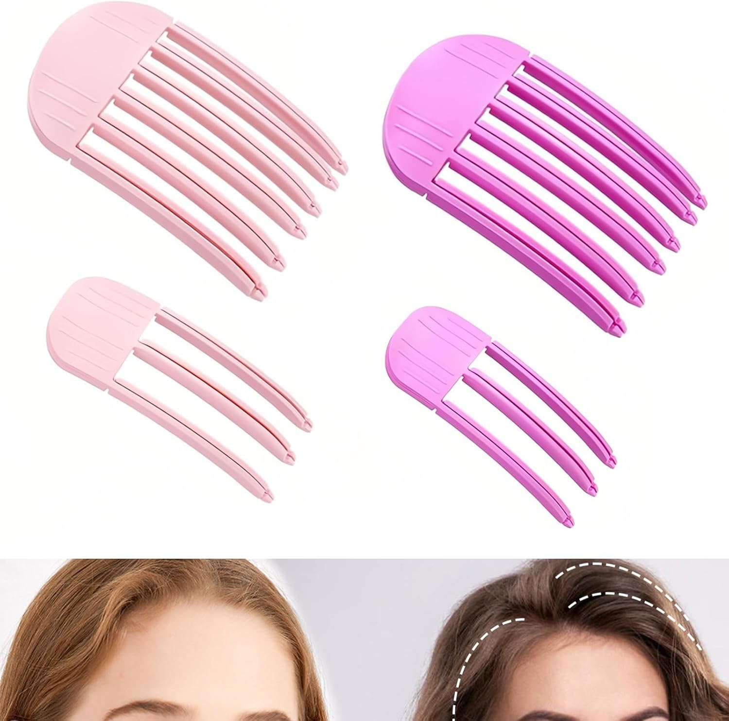 SI SEN 4 Pieces Volume Clip, Hair Volume Roll Clip, Styling Comb for Fluffy Bangs, for Women and Girls image number 3