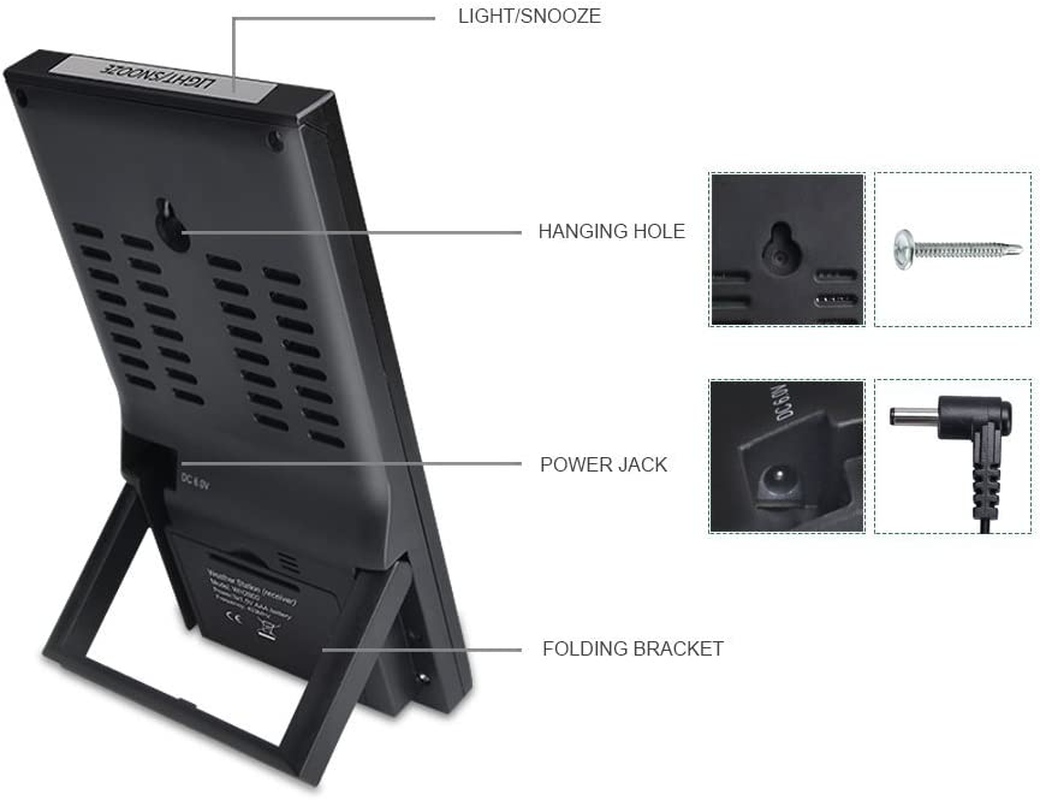 ECOWITT Wireless LCD Colour Weather Station WN2810, Thermometer&Hygrometer, Temperature and Humidity, Barometric Pressure, Moon Phase, Weather Forecast, Alarm Clock Snooze, 433 Mhz image number 5