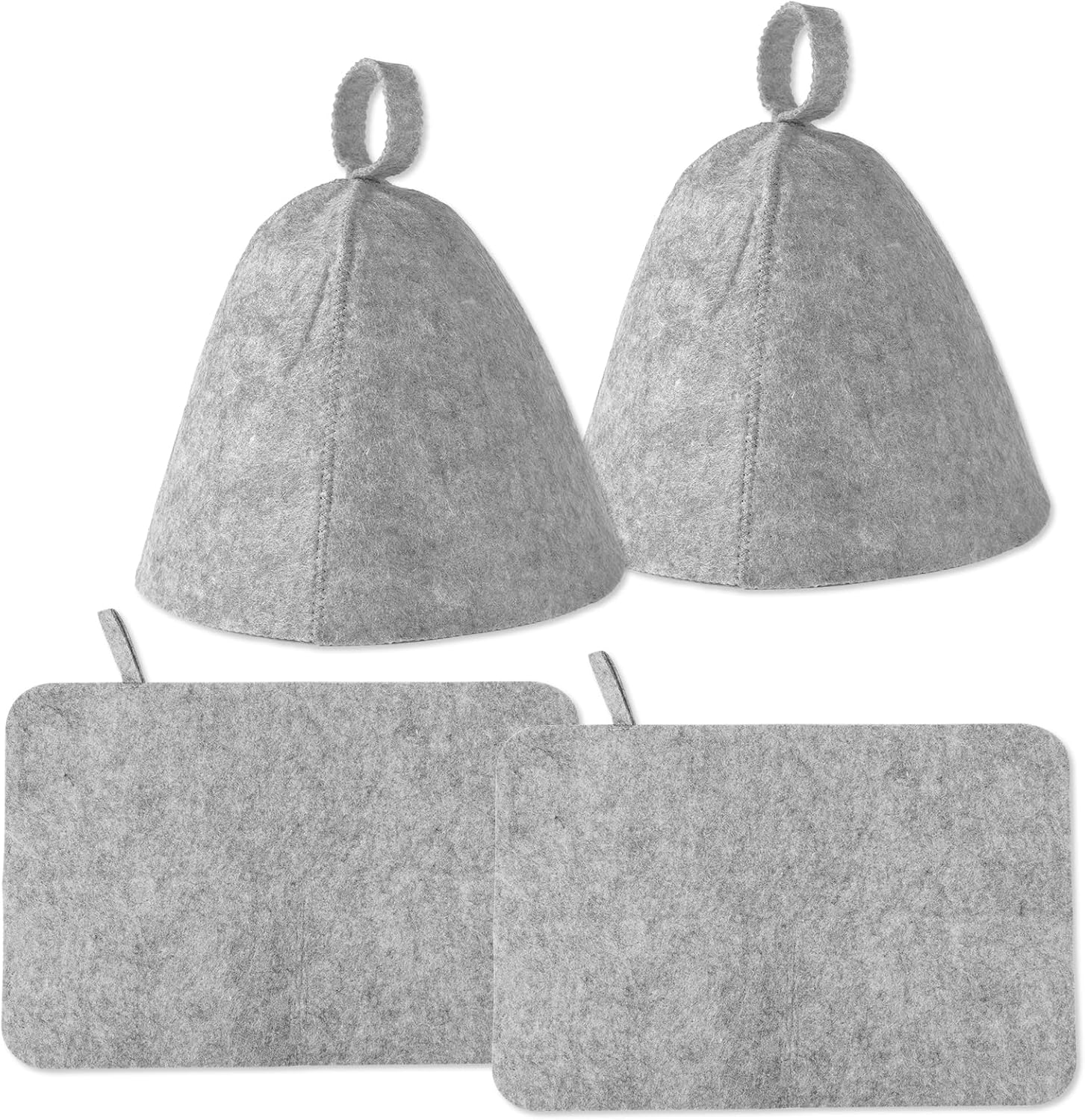 Lasuroa 2Pcs Sauna Hats & 2Pcs Sauna Mats, High Absorbent Premium Felt Sauna Set Sauna Hat and Sauna Cushion Practical Steam Bath Sauna Accessories for Women and Men(Gray) image number 2