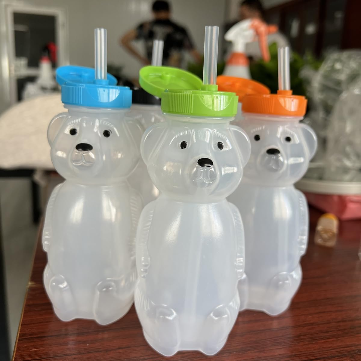 WDOPEN 3 Pack 8 Fluid Oz Plastic Bear Honey Bottle Jars, Honey Squeeze Bottle Empty with Flip-Top Lid for Storing and Dispensing image number 3