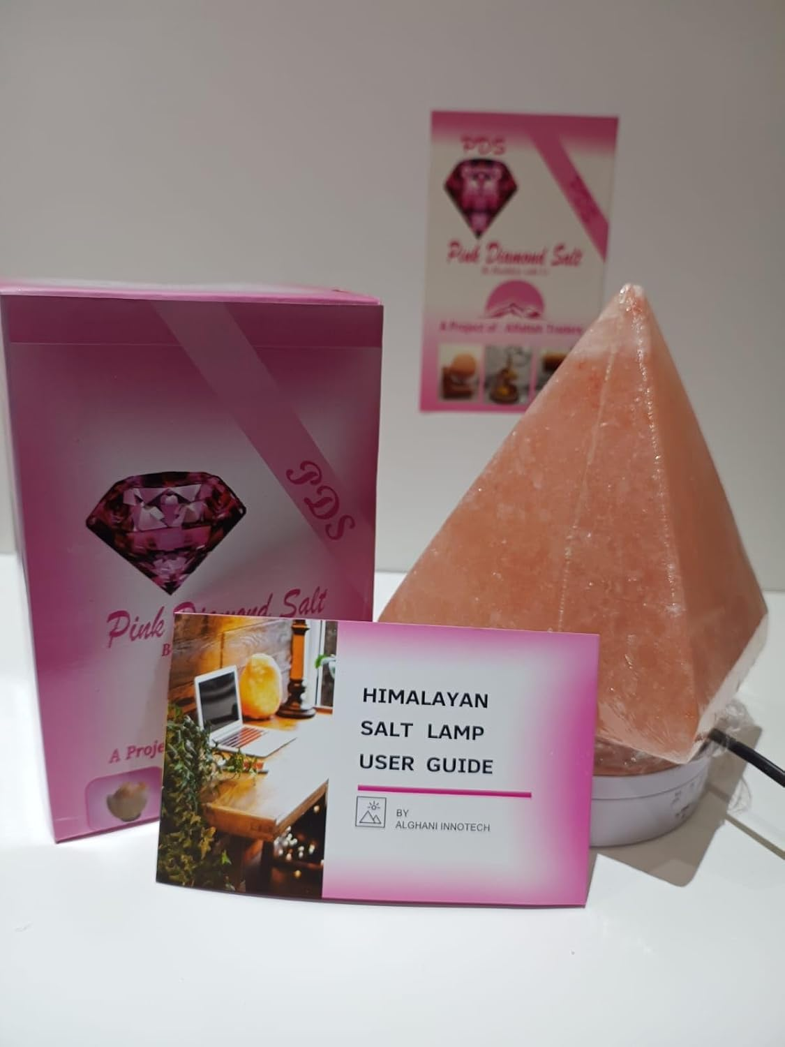2-3 KG Premium Pyramid Salt Lamp 100% Authentic, Handcrafted from Beautifully Hand Craft Pyramid Shape Lamp Comes with Complete Electric Fitting image number 5