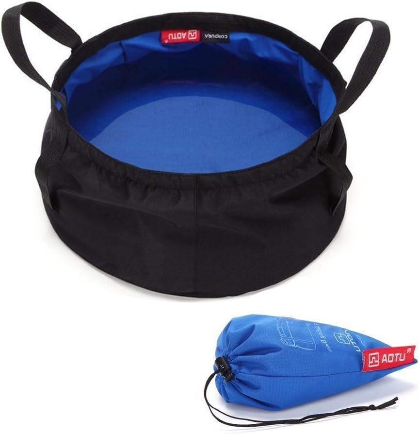 Winise 7L Lightweight Portable Folding Wash Basin Wash Bowl Multi-Functional Collapsible Bucket Water Bag Water Storage Collapsible Carrying Pouch Handle Bag for Outdoor Traveling Camping Hiking Fishing (Blue/Green/Red)