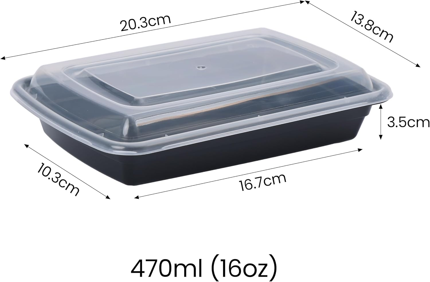 Okam Meal Prep Container Bpa-Free - Pack of 35 Reusable, 470Ml Plastic Food Prep Containers Storage Boxes, Dishwasher, Microwave & Freezer Safe, Use for Meal Planning & Food Prep, Black with Clear Lid image number 6