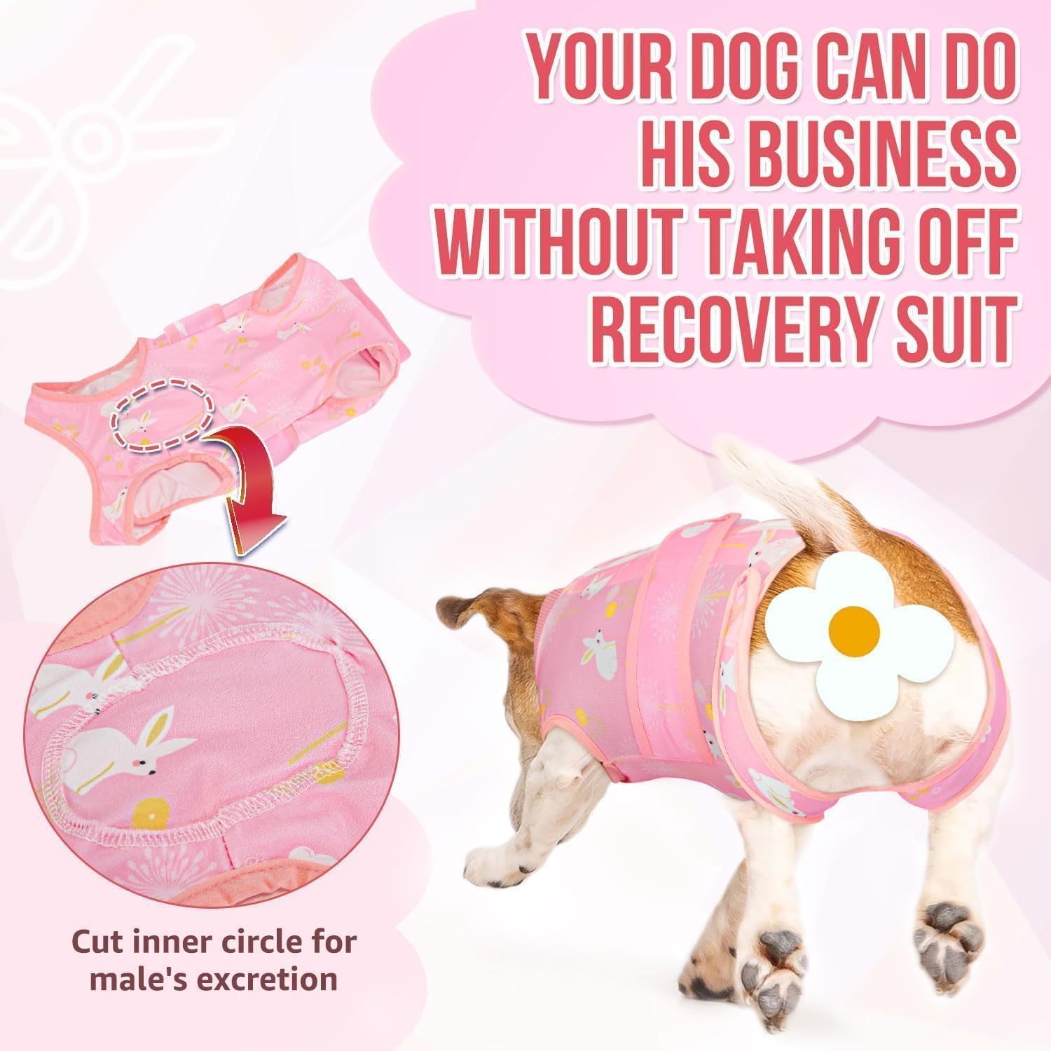 Slowton Dog Surgery Recovery Suit, Dog Cone E-Collar Alternative after Surgery with Zipper Professional Pet Recovery Shirt Abdominal Wounds Bandages Preventing Licking Spay Suit for Female Male Dog image number 6