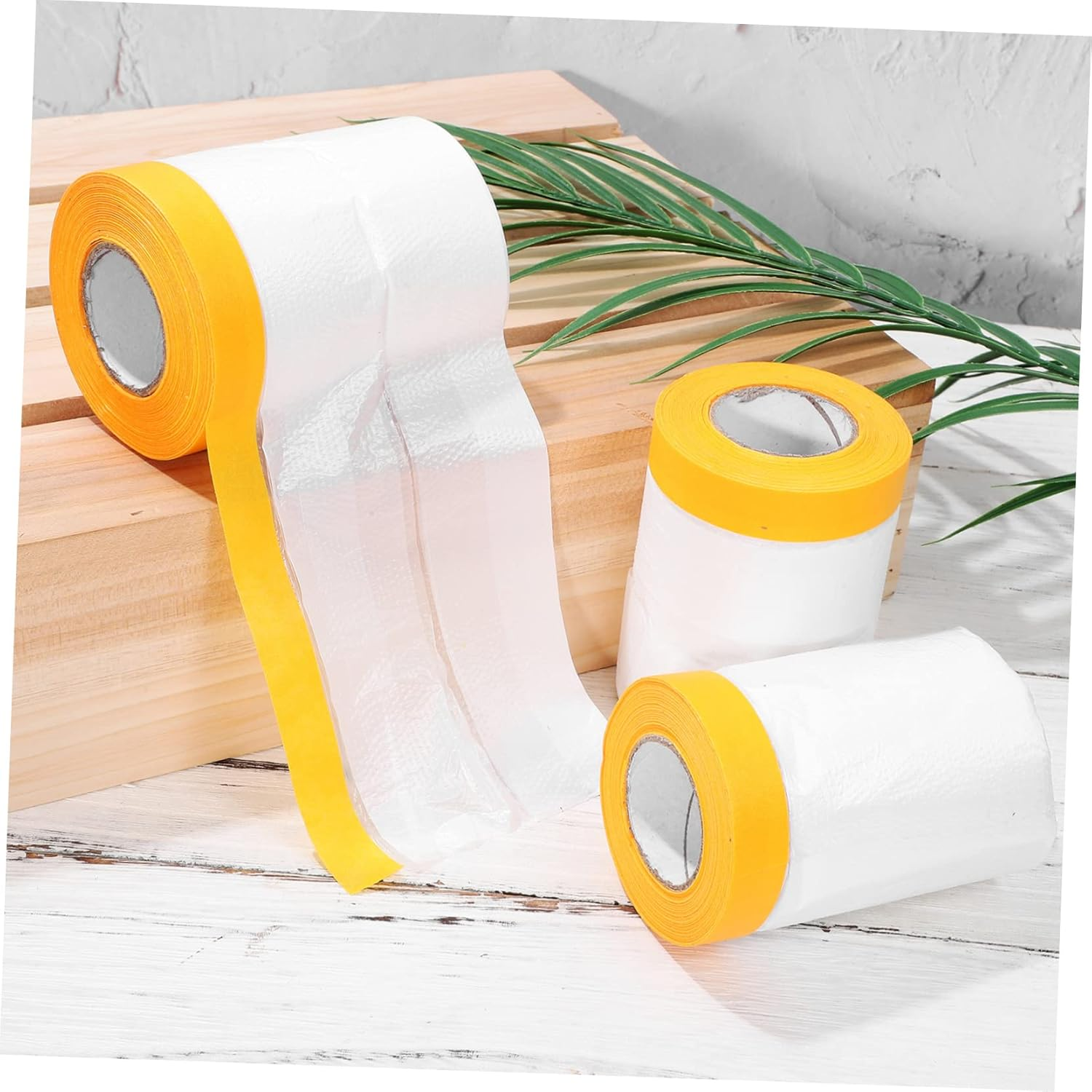 BESPORTBLE 6Rolls Self-Adhesive Masking Film Covering for Automotive Painting Furniture Masking Paper Tape Films for Dust Protection image number 3