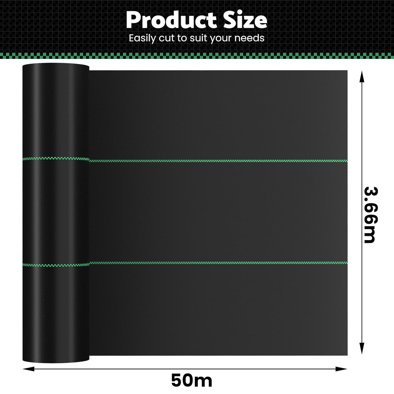 Advwin Weed Mat, 3.66 X 50M Weedmat Weed Control Mat, Woven Fabric Durable Barrier Matting, High Permeability & UV Resistant Woven Ground Cover for Outdoor Greenhouse Garden Lawn Supplies image number 5