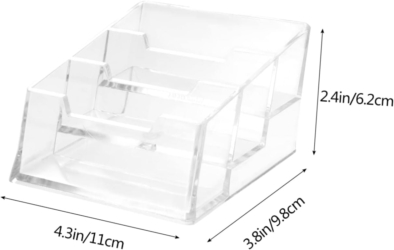 HOODANCOS Stationery Organizer Acrylic Business Case Slot Table Storage Box Office Supplies Card Holder Desk Accessory image number 2