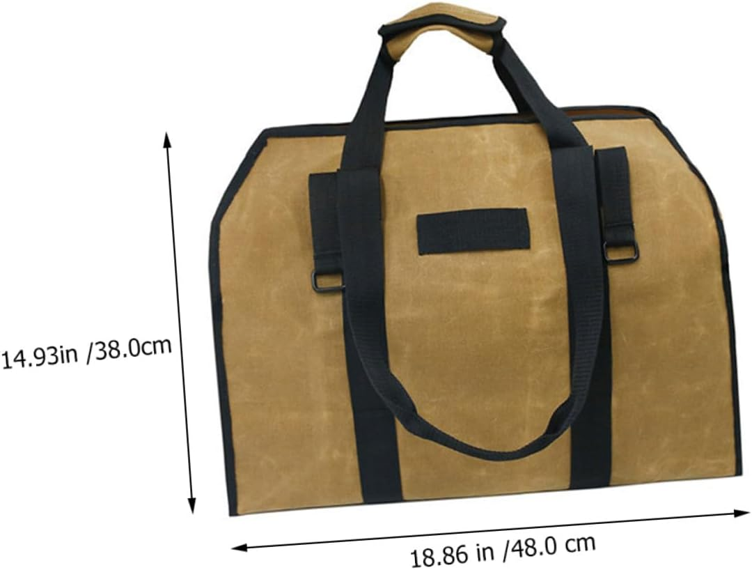 Water-Resistant Waxed Canvas Log Carrier Firewood Tote Bag Capacity Fire-Resistant Storage for Oak Maple Logs with Padded Handles for Camping Fireplace Outdoor Use image number 1