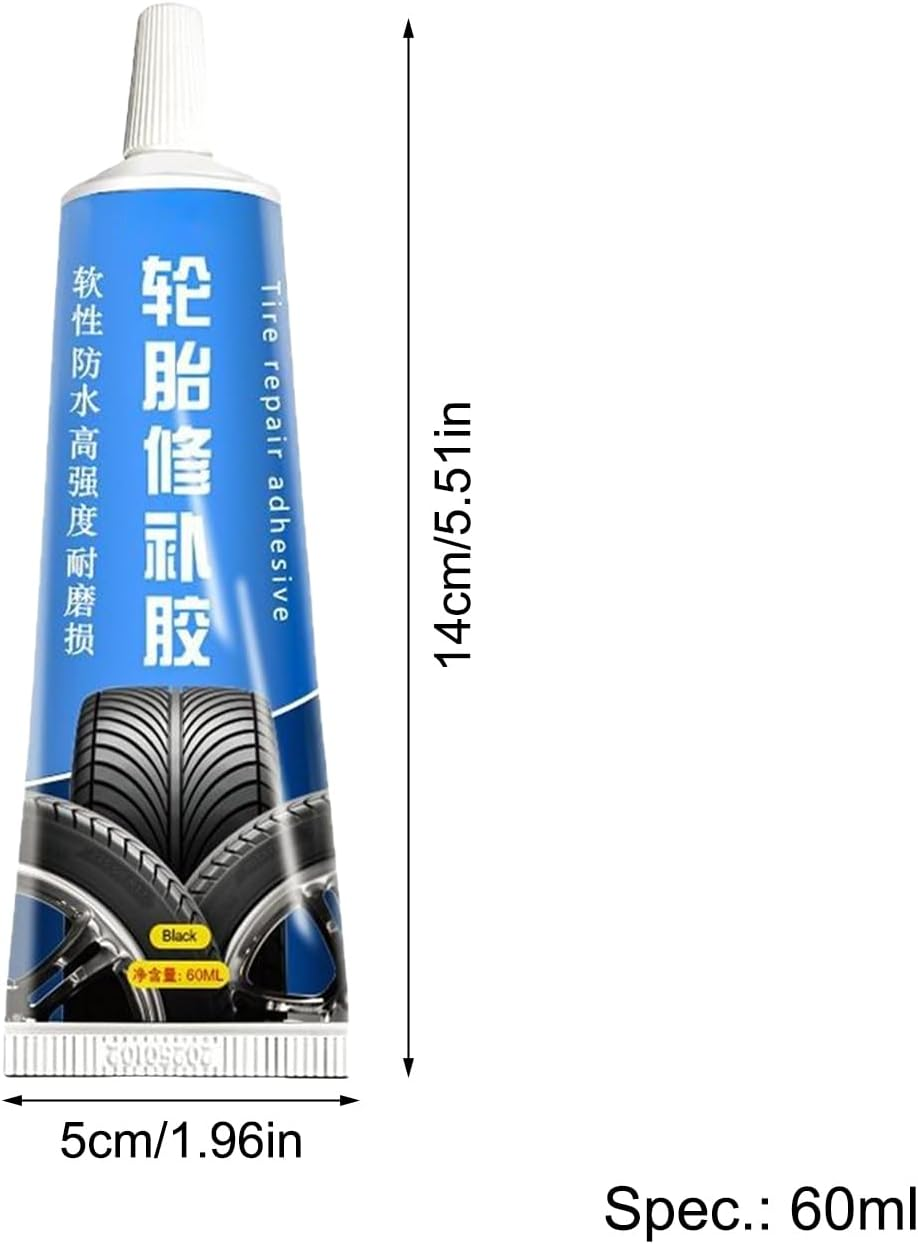 Black Tire Repair Glue Rubber - 60Ml Car Tyre Fix Strong Adhesive - Automotive Tire Repair Black Bonding Adhesive for Outdoor, Driving image number 3