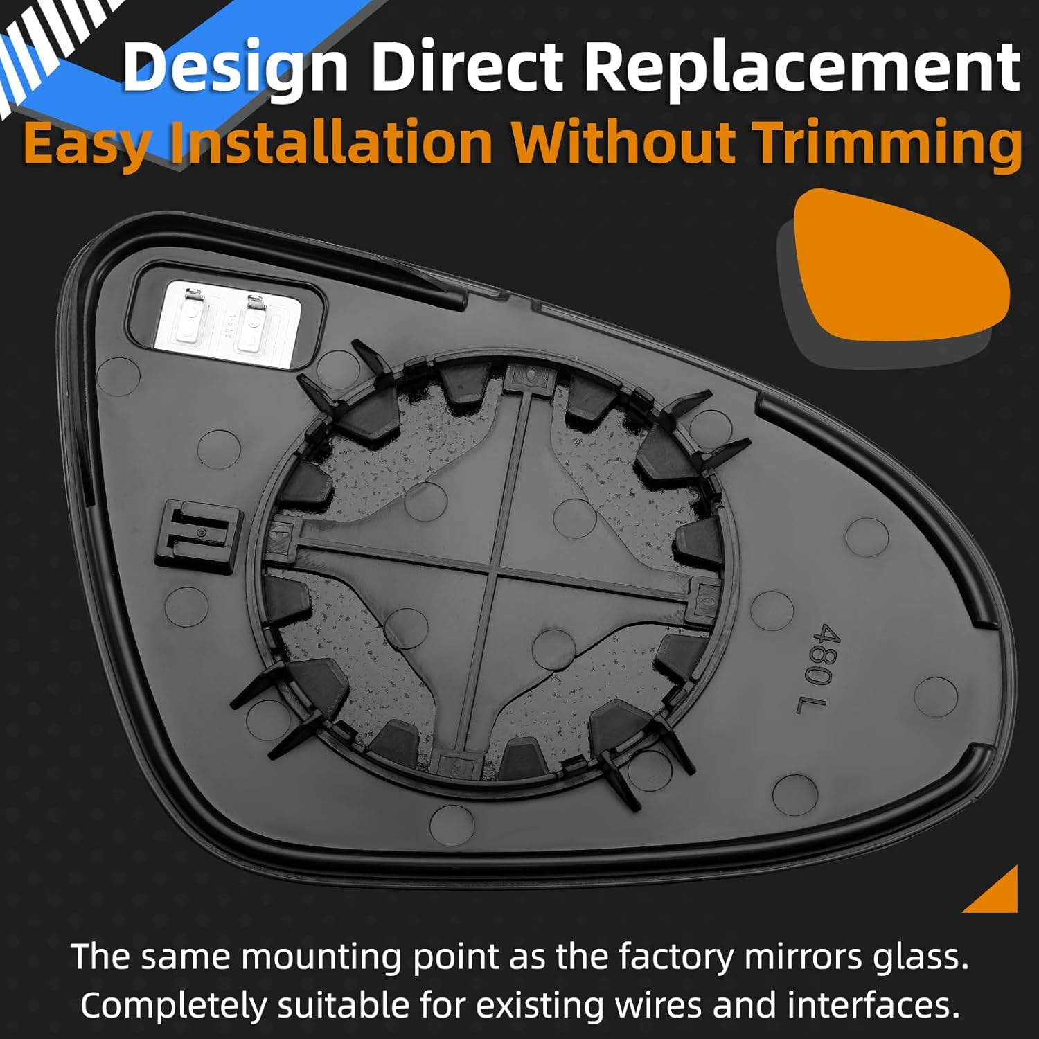 LOIYLLEN Left Side Mirror Replacement for Toyota Corolla 2014 2015 2016 2017 2018 2019 - Left Side Mirror Glass, Rear View Mirrors Glass with Power Heated image number 5