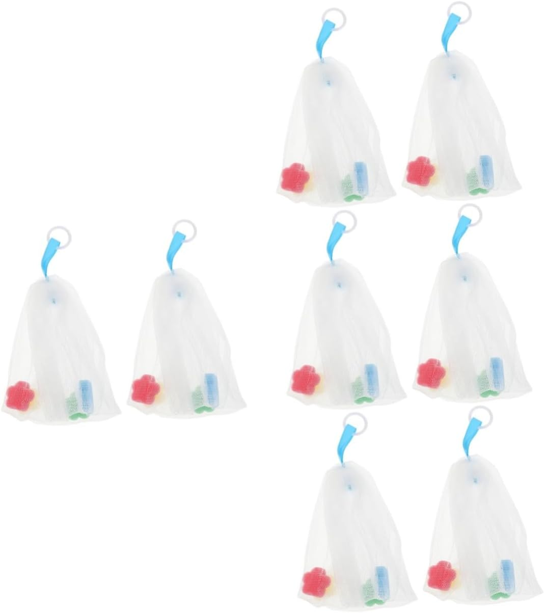 FRCOLOR 8Pcs Facial Foaming Nets for Household Soap Portable Soap Saver Pouches Bubble Making Bags for Cleansing