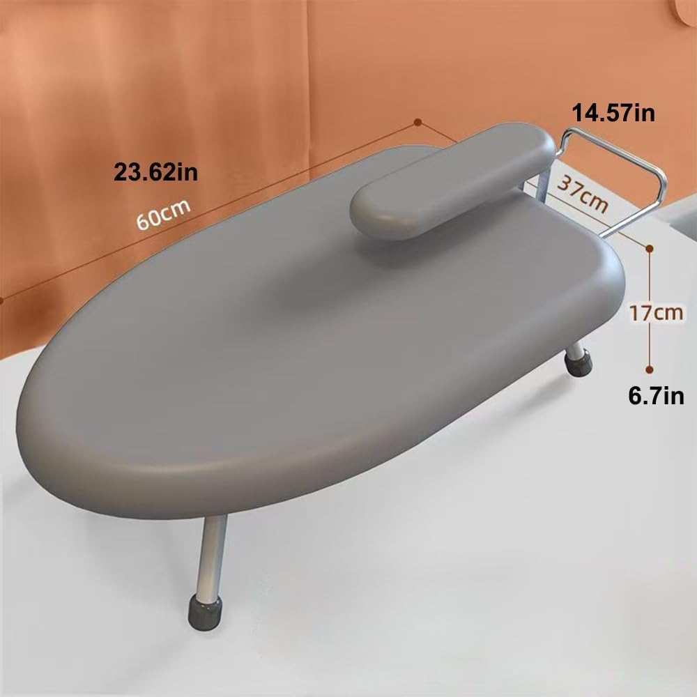 Hbluefat Metal Tabletop Ironing Broad, Mini Folding Ironing Broad with Iron Rest and Detachable Sleeve Holder, Portable Small Ironing Broad for Home, Laundry Room, Apartment, Dorms (Grey) image number 1