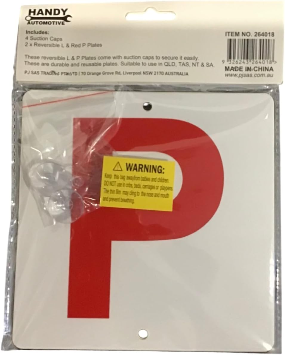 Handy Automotive Reversible L and P Plate Red, (Pack of 2) image number 1
