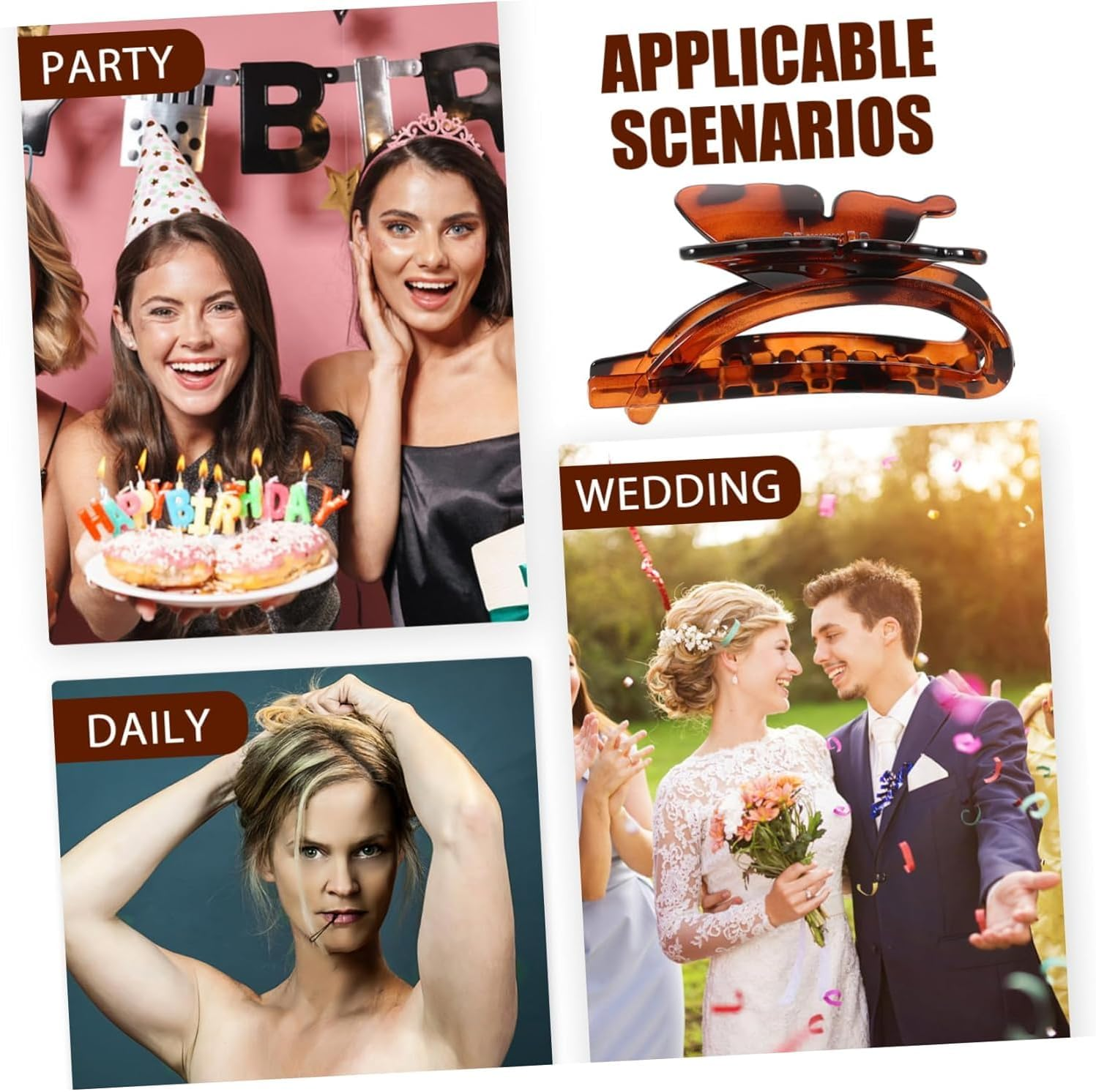 Fokmuaex Butterfly Hair Claw Clip for Women, 1PCS Tortoise Shell Hair Clips, Elegant Hair Accessories for Women, Daily Use & Special Occasions image number 5