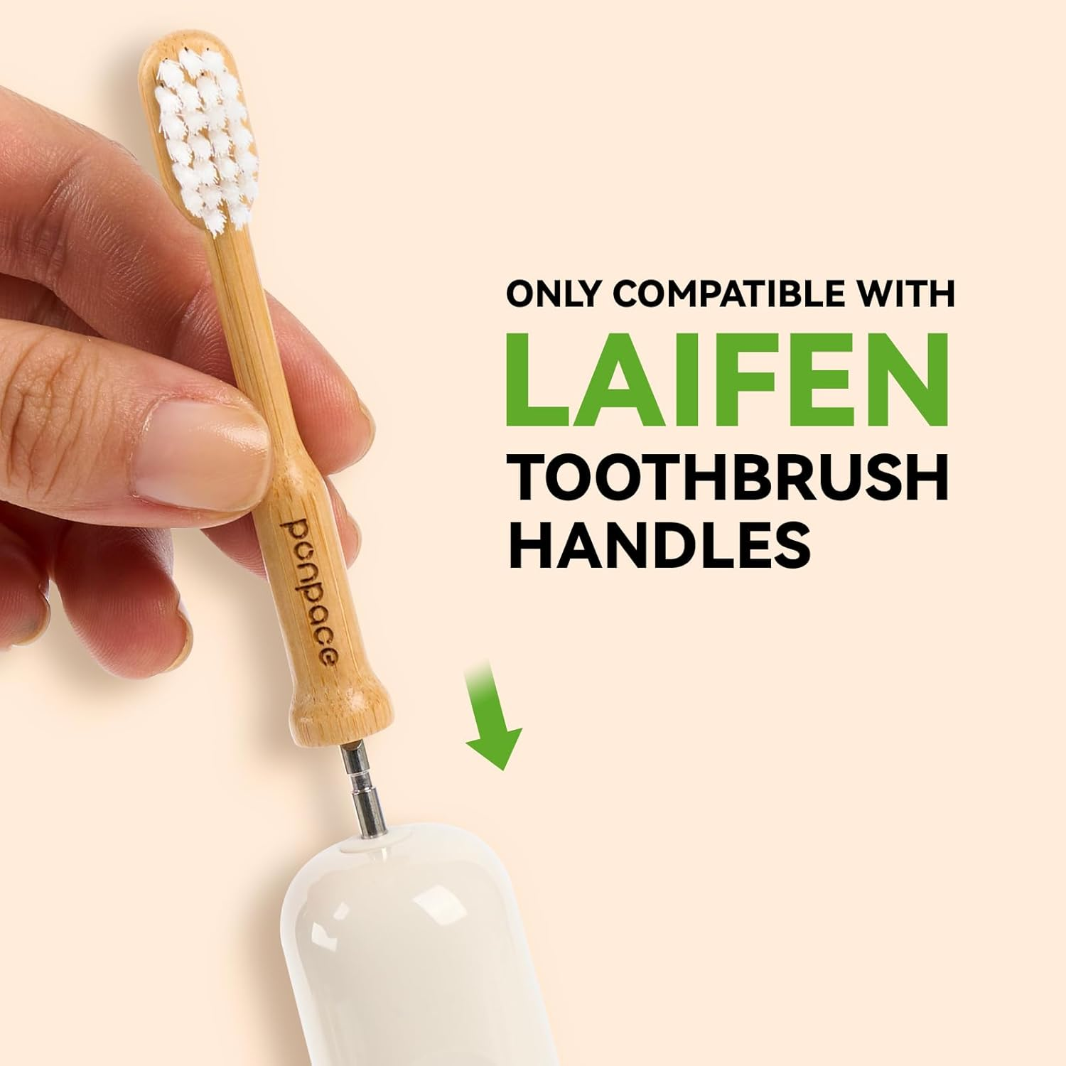 PONPACE Bamboo Toothbrush Heads Compatible with Laifen, Extra Soft Castor-Oil Bristles for Sensitive Teeth, Eco-Friendly & Gentle Cleaning