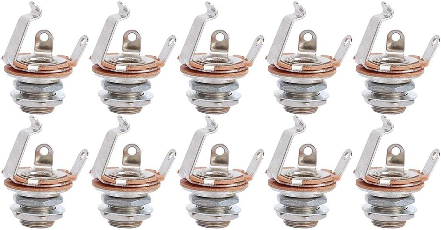 Joyzan Mono Input Jack Socket, Mono Jacks Socket Plug Replacement Panel Mount Multi Contact Electronic Open Circuit 1/4" with Nut and Washer Musical Instrument Accessory for Electric Guitar Bass 10Pcs image number 3