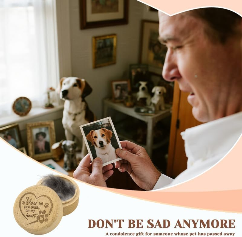 Pet Memorial Wood Keepsake Box Dog Memorial Gifts for Loss of Dog Cat Hair Container with Paw Print Storing Bone Hair for Pet Dogs Cats Sympathy Remembrance Gifts image number 5