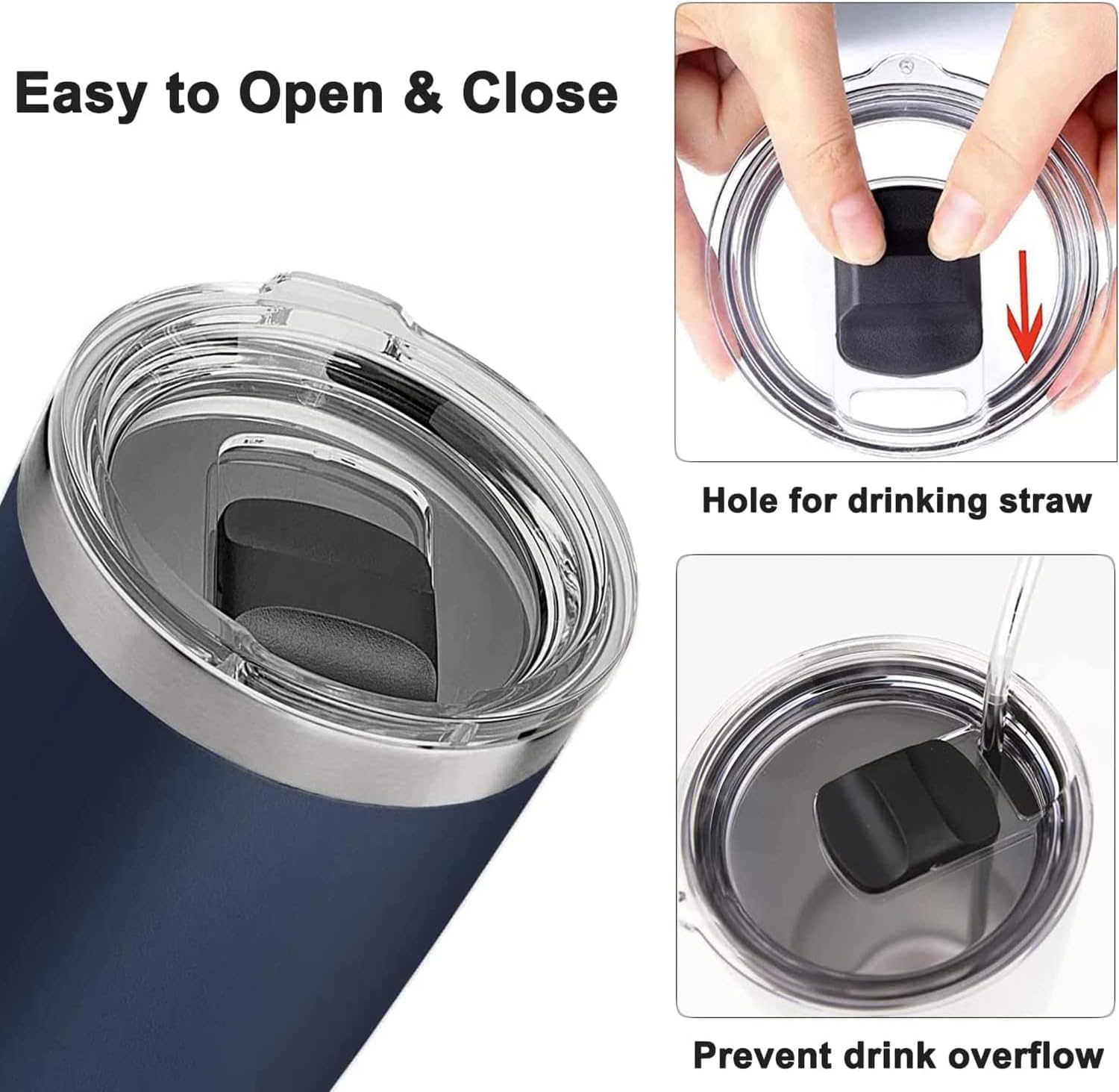 2PCS Tumbler Lids, Ladiz 20 Oz Magnetic Replacement Covers,Built Travel Mug Lid, Travel Tumbler Lids, Cup Lids image number 5