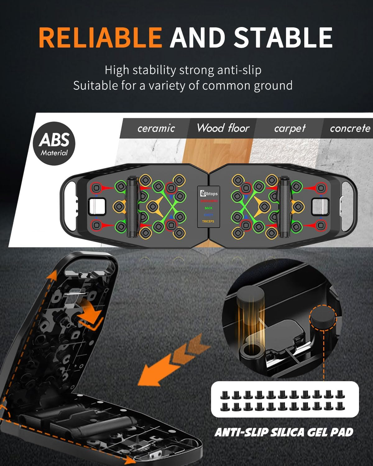 BBTOPS Foldable Push up Board,Portable Push up Bar at Home Gym,Pushup Handles for Floor, Fitness Accessories Training Equipment for Man and Women image number 3