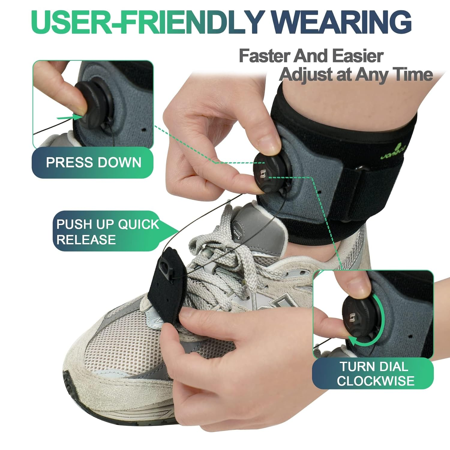 JOMECA Drop Foot Brace with Reel-Adjust Dorsiflexion Drop Foot Support Lifting up Foot Drop Brace for Walking with Shoes for Foot Drop Cause by Als,Ms,Stroke,Diabetic Neuropathy AFO Fit Women & Men image number 5