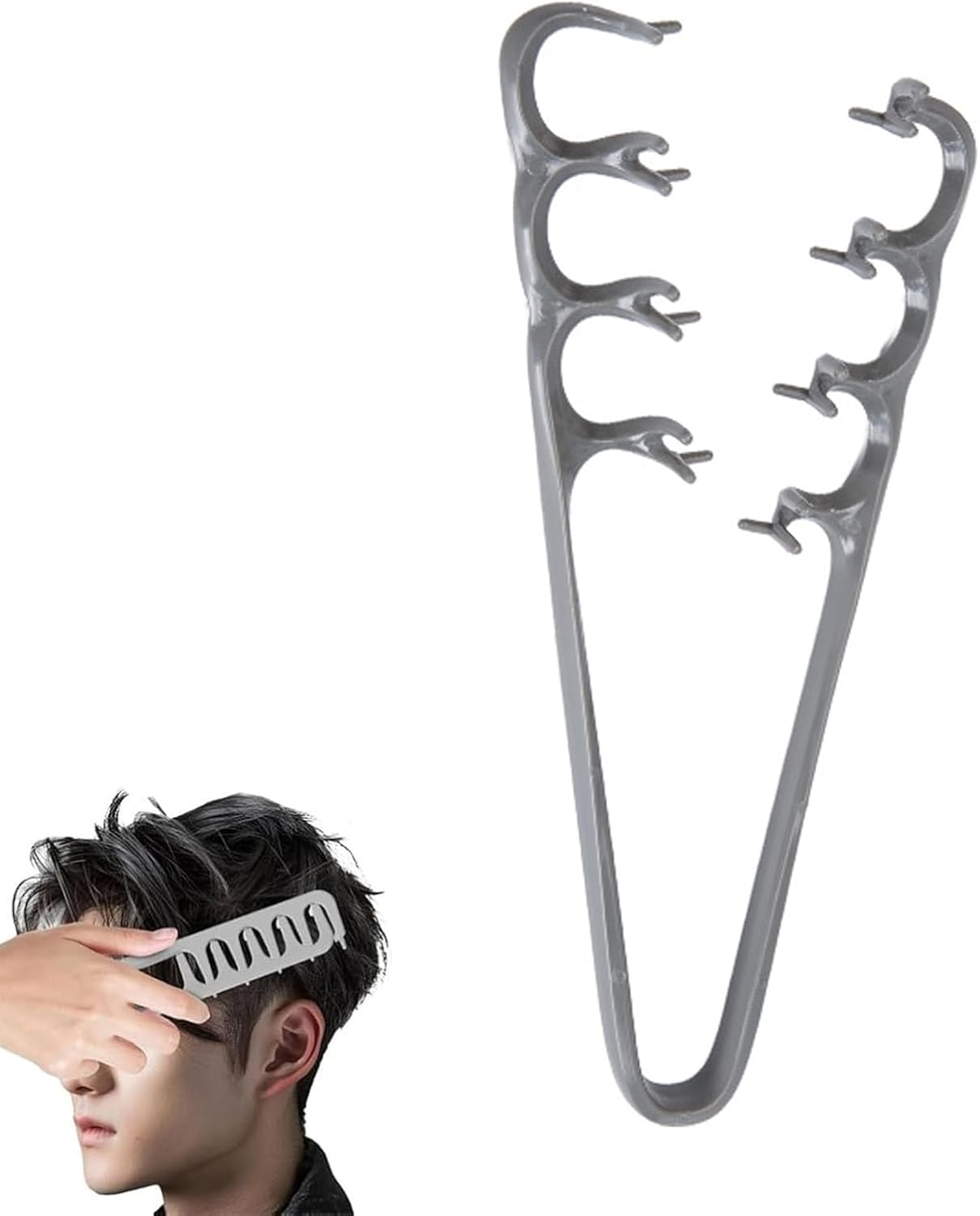 Styling Comb with Texture Comb, Volumising Wide-Tooth Hair Styling Comb, Detangling Comb with Wide Teeth, Hairline Volume Tool for Bangs Seam Grooming, Seam Care (Grey) image number 3