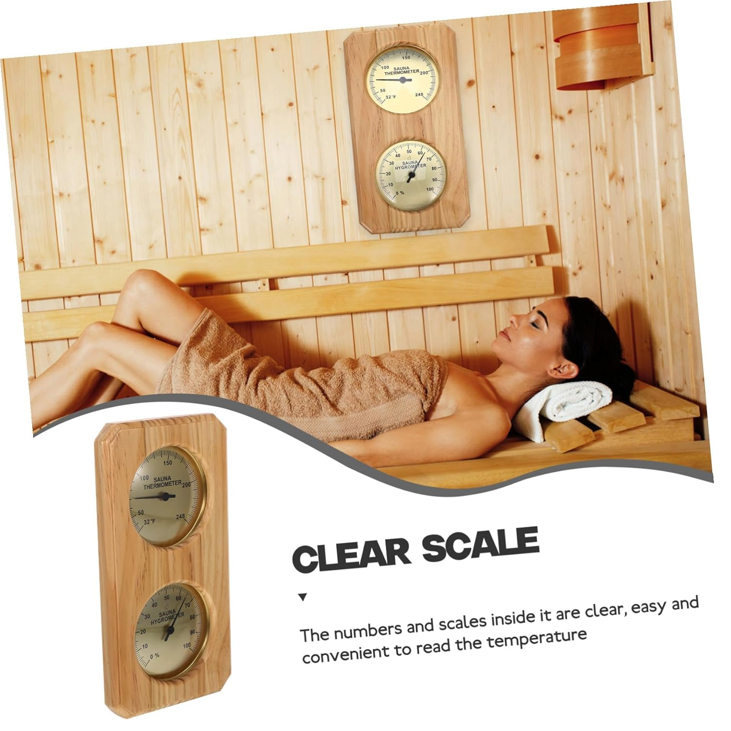 MERRYHAPY Sauna Hygrothermograph Indoor Thermometer Humidity Dual Scale Wall-Mounted Temperature Humidity Gauge for Home Steam Rooms Accurate and Measuring Tool