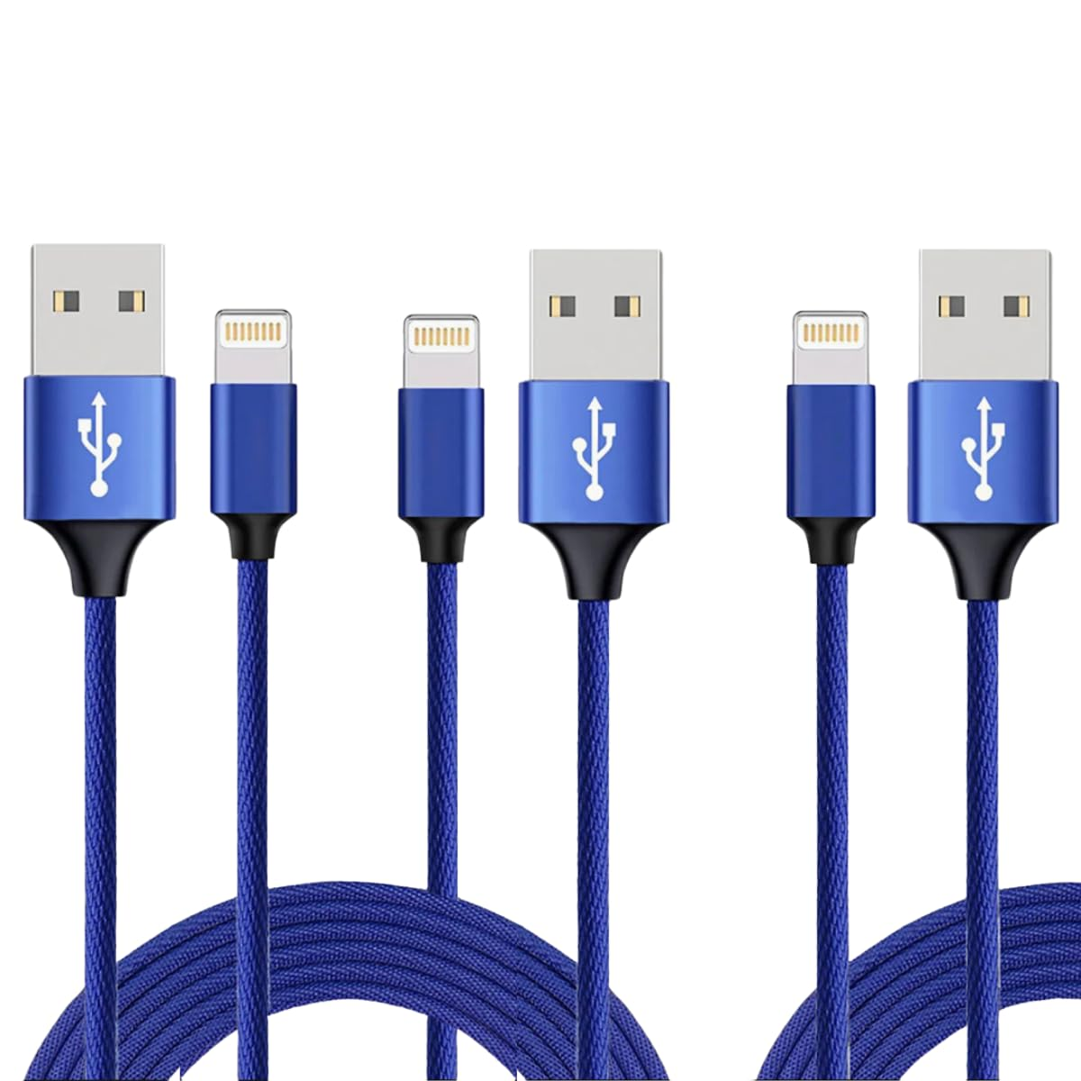 FIME. Iphone Charger Cable 2M 3Pack, [Apple Mfi Certified] USB a to Iphone Cable Nylon Braided Iphone Cable Fast Charging Cord for Iphone 14 13 12 11 Pro Max XR XS Max X 10 8 7 6 SE, Ipad (Blue)