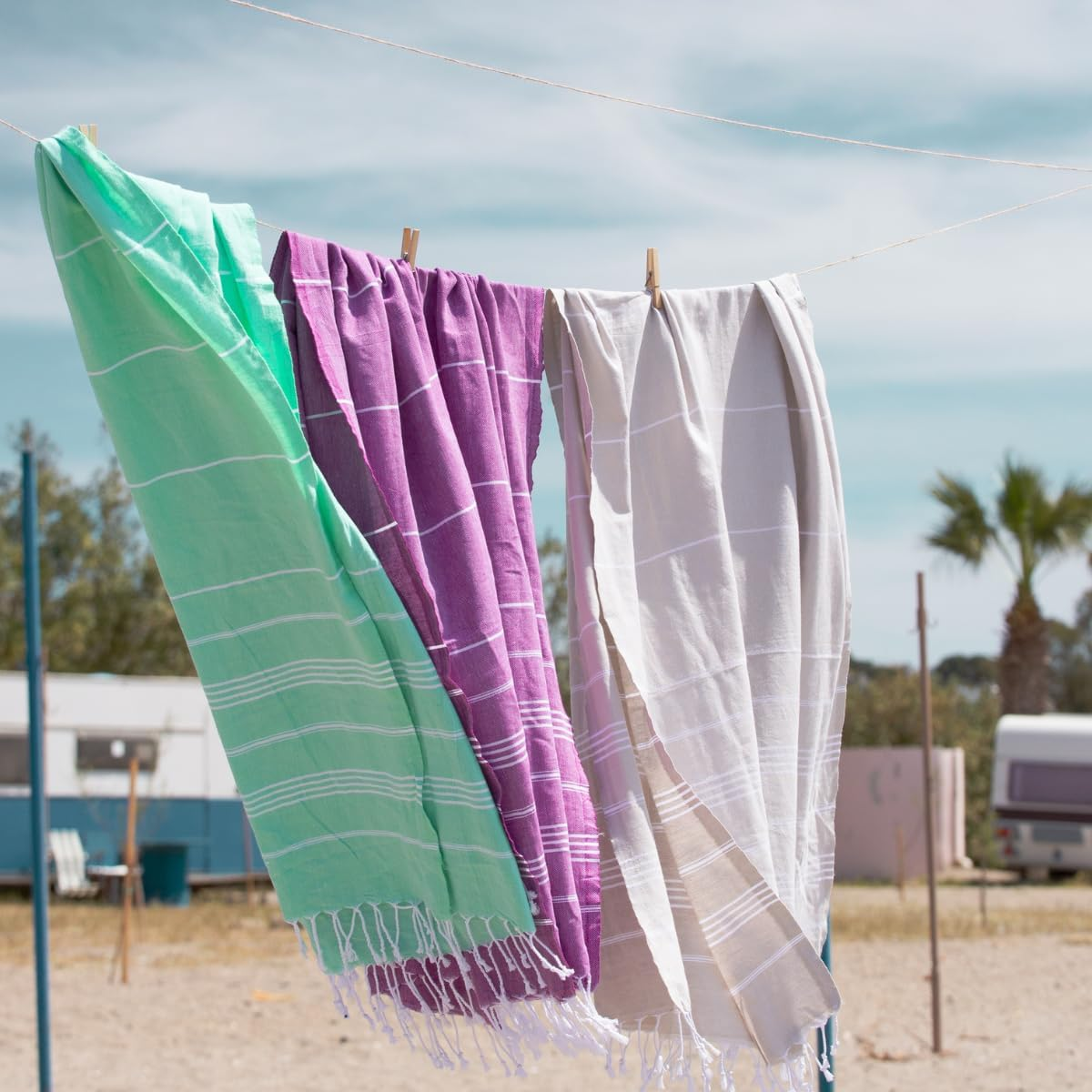 BAY LAUREL Turkish Beach Towel with Travel Bag 39 X 71 Quick Dry Sand Free Lightweight Large Oversized Towels Light - Black With Red Floral Bag image number 2