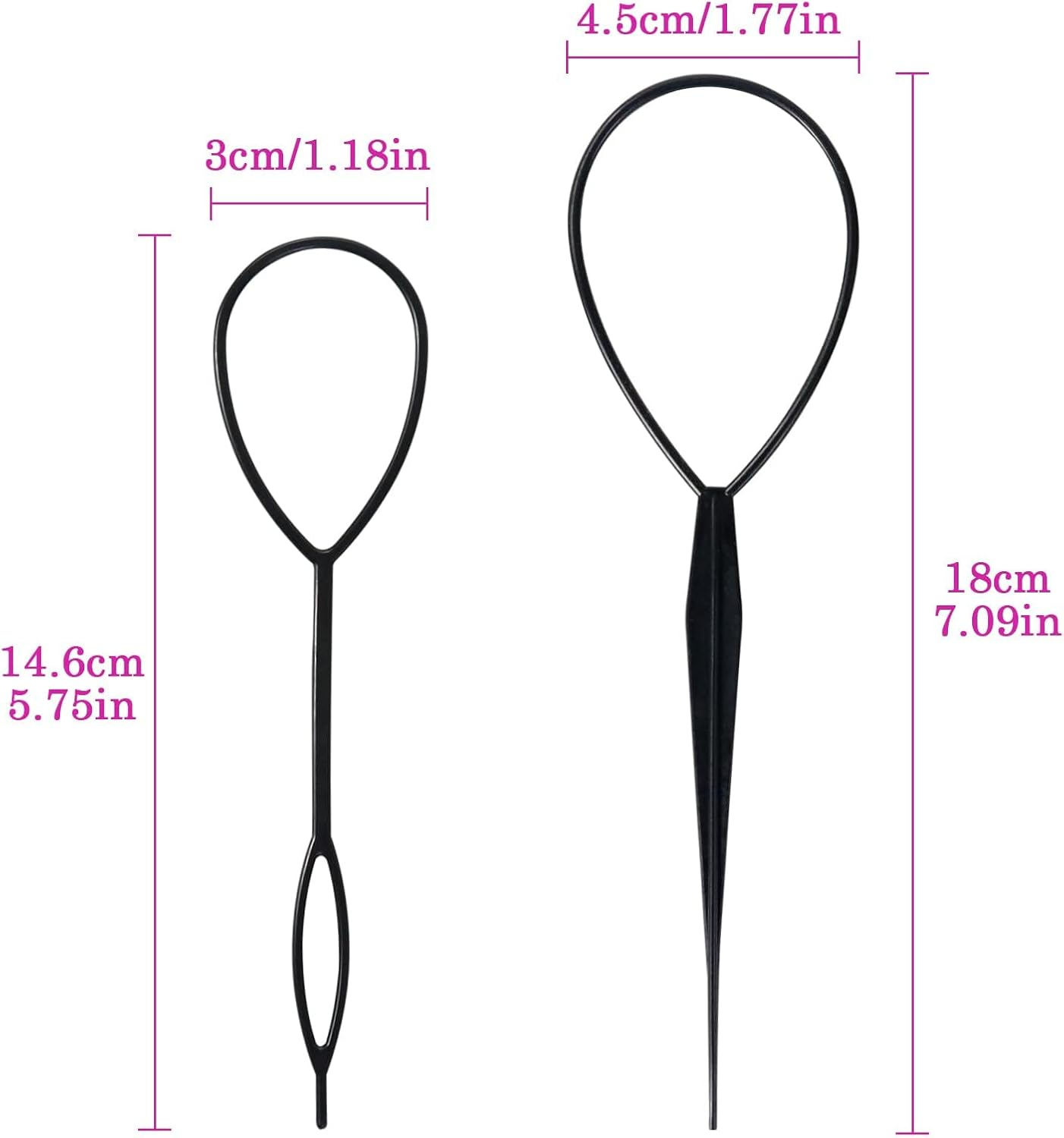 Sularpek Tail Hair Tool, 2 Pcs Durable Hair Looping Tool, Tail French Braid Loop Tool, Fashion Hair Braiding Tool for Making Women and Girls Hair Style (Black) image number 5