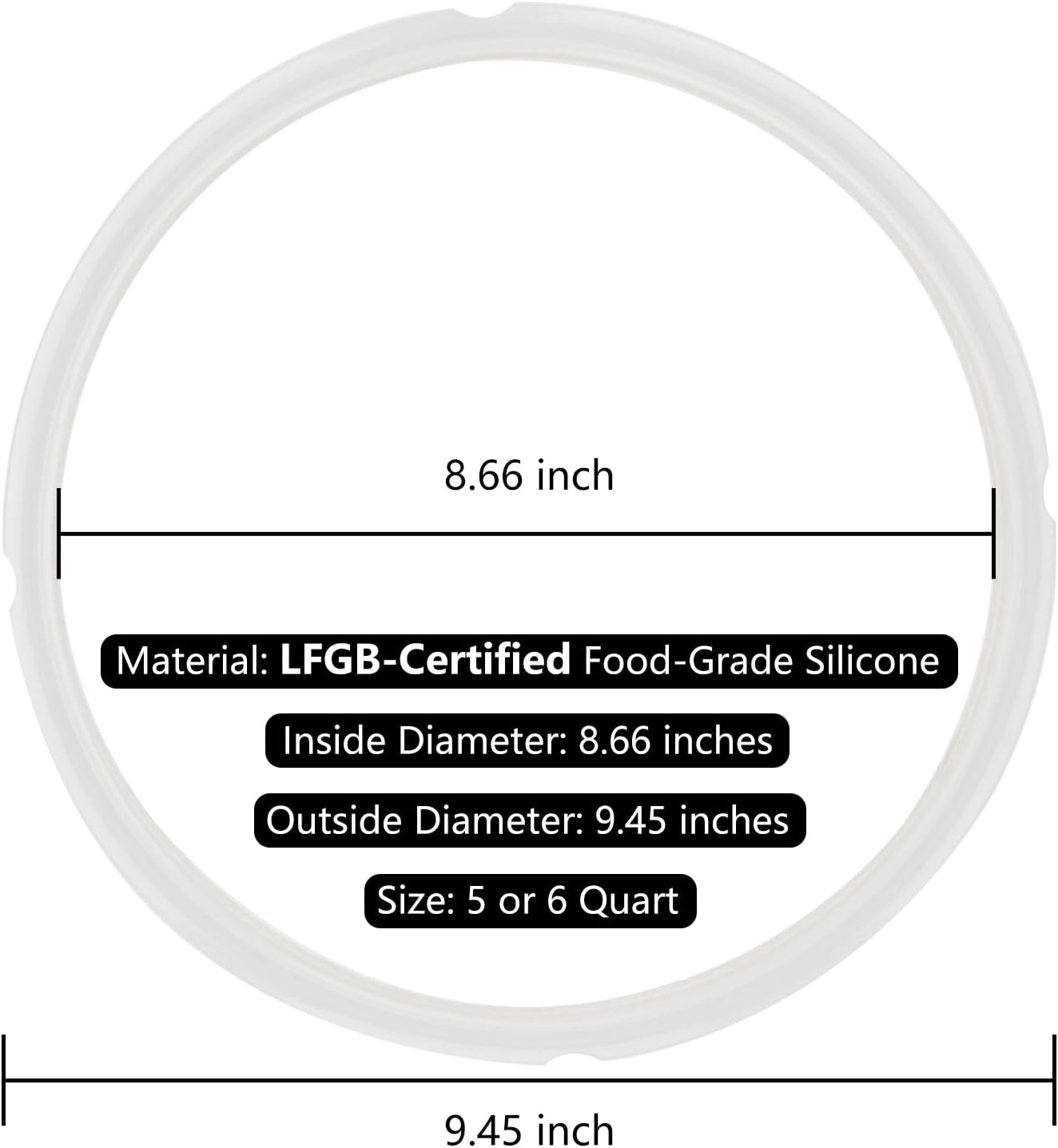 ZLR Silicone Sealing Rings Compatible for Instant Pot 6 Quart Pressure Cookers - 1 Pcs Replacement Silicone Gasket Seal Rings Fit IP-DUO60, DUO50, LUX60, LUX50, CSG60, and CSG50 - Clear image number 6