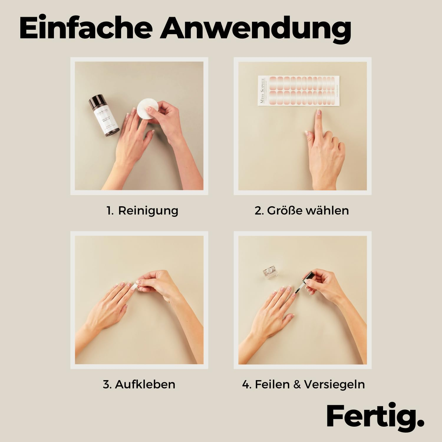 Miss Sophie Pedi Wraps - Apricot Tree Pedicure - Plain Apricot Nail Wraps for Pedicure - 27 Ultra Thin Self-Adhesive Long-Lasting Nail Foils image number 3