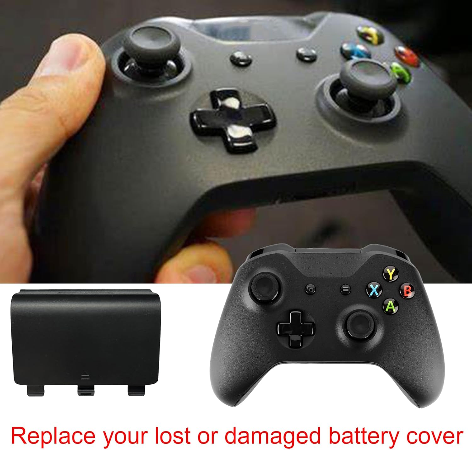 4 Pack Battery Back Cover for Xbox One/One S/One X Controller, One Controller Battery Cover Door Battery Back Shell Repair Part Compatible with Xbox One/One S/One X Controller (Black) image number 2