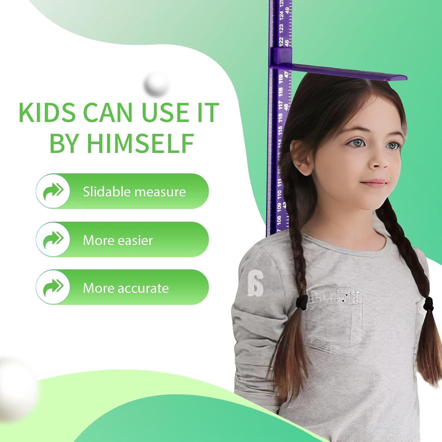 Growth Chart for Wall, Children Height Measurement,3D Removable Growth Height Chart,Splicing Height Ruler for Kids Baby Nursery 79 Inch (Purple) - Yellow image number 2