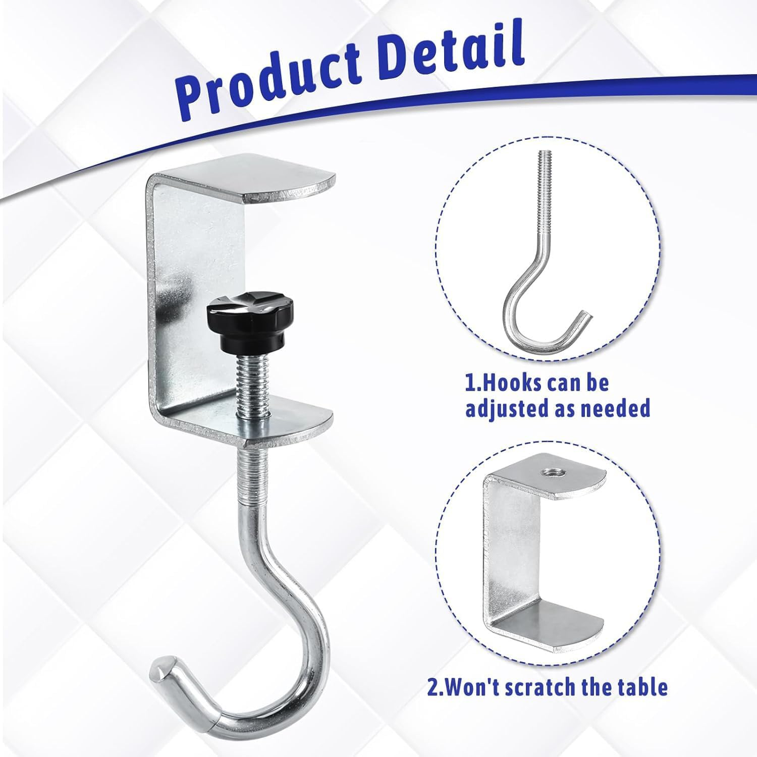 Shengsenfu Adjustable Desk Hooks for Table Metal Bag Holder & Purse Hook under Desk Clamp Hanger for Handbag Backpack Headphone Hat - No Drill Space Saving Hook for Desk Dorm Portable & Sturdy Design image number 6