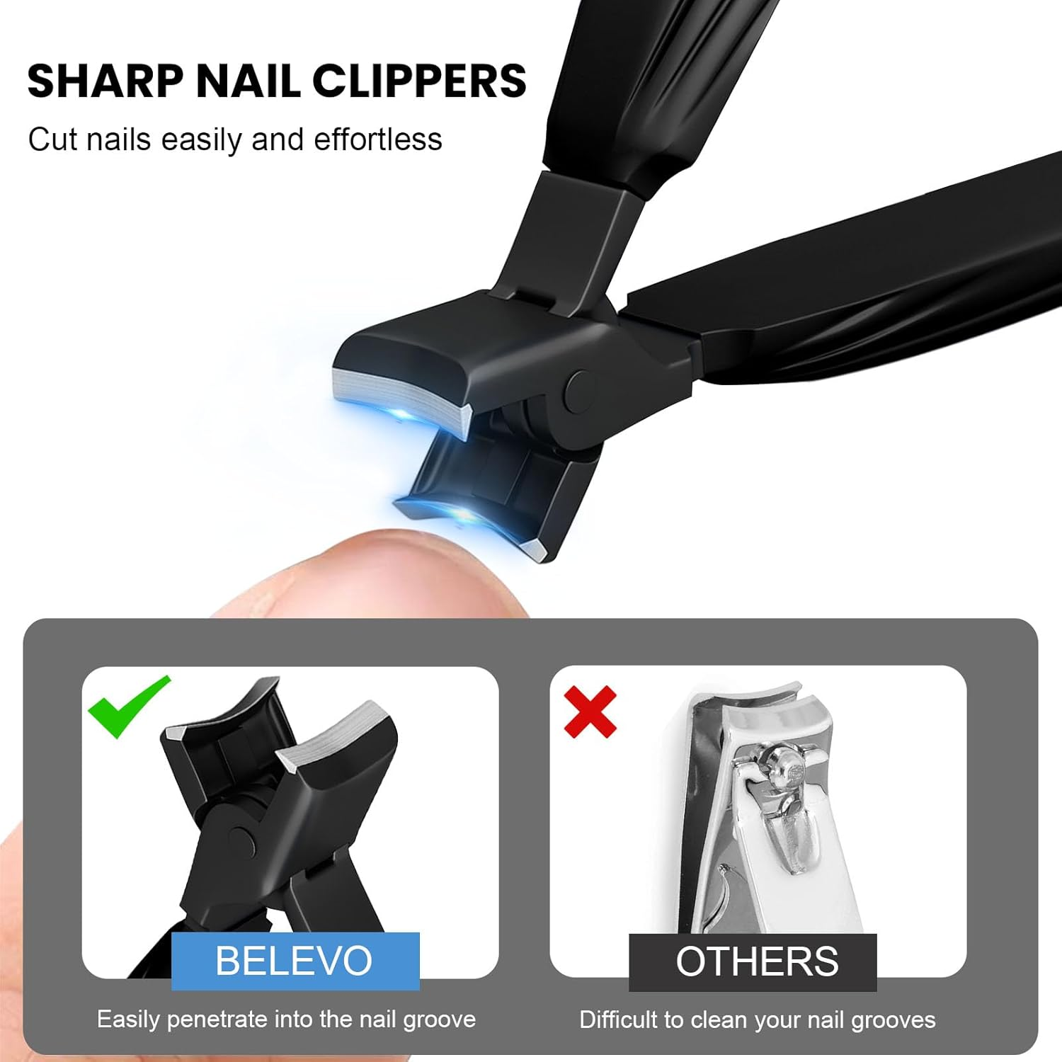 BELEVO Nail Clippers for Thick Nails, Heavy Duty Large Toenail Clippers Strong Long Handled Toe Nail Clippers for Elderly, Men and Women Nail Care Sharp Curved Nail Cutter image number 1