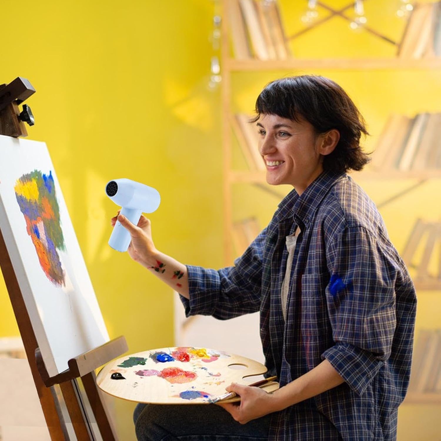 Kezvmhy Rechargeable Hair Dryer - Cordless Blow Dryer, USB Rechargeable Portable Blow Dryer Cordless, Low Noise Wireless Hair Dryer for Beauty College Students and Artists, Fast Drying Hair Care image number 1