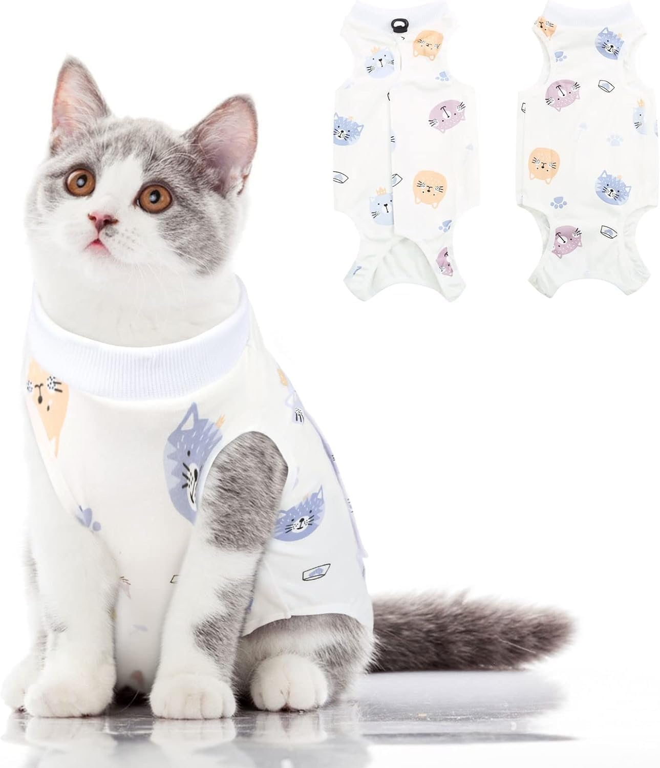 AOFITEE Cat Bodysuit after Surgery, Cat Bodysuit for Cat Surgery, Medical Pet Shirt Cat after Castration, Leak Protection Cat Body after Surgery Castration Cat, Cat Clothing after Castration, M image number 2