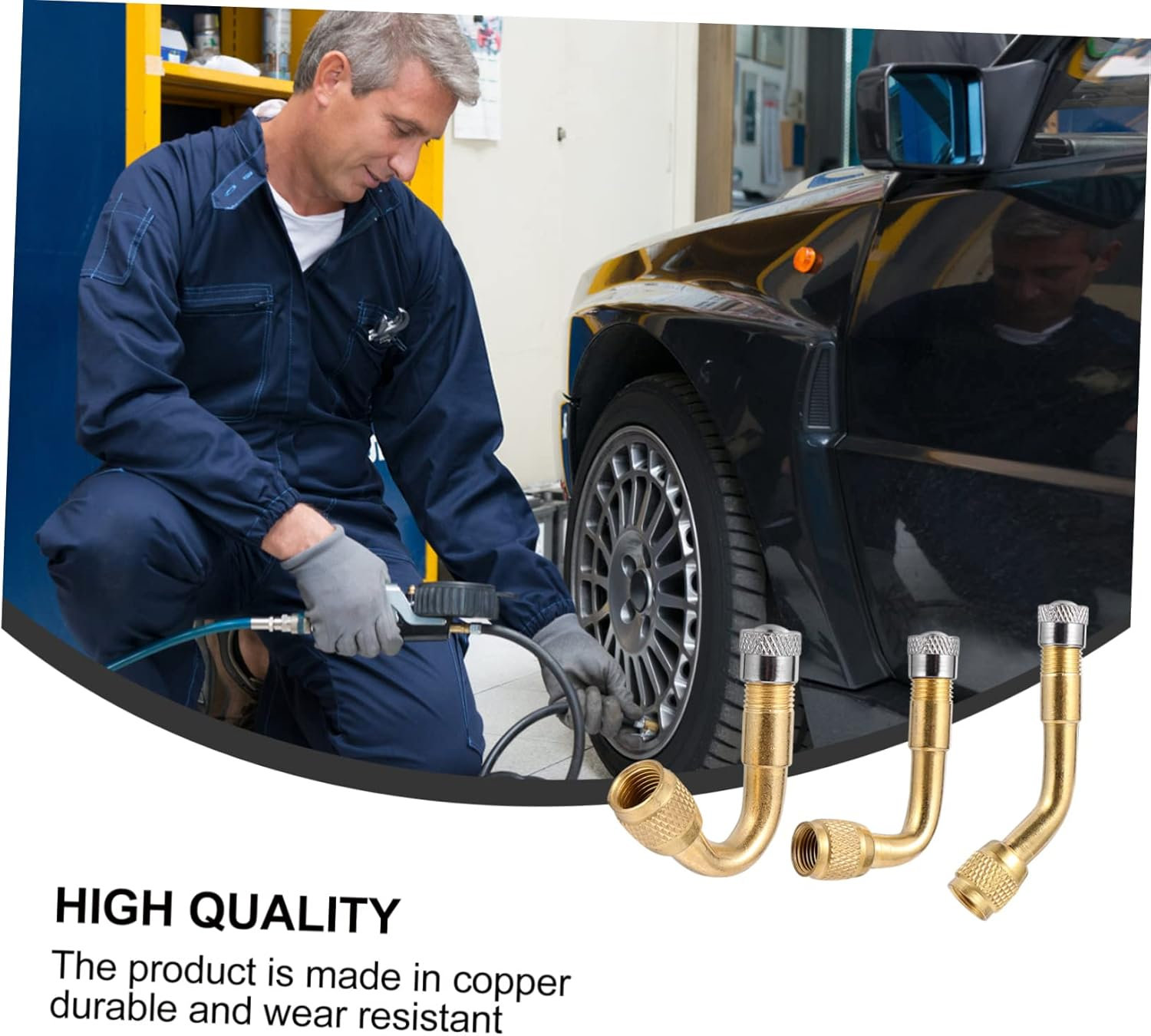 Ciieeo 3 Pcs Copper Motorbike Adaptor Tyre Stem Extension Valve Lengthen Valve Stem Extensions for Motorcycle Car Truck Wheel image number 5