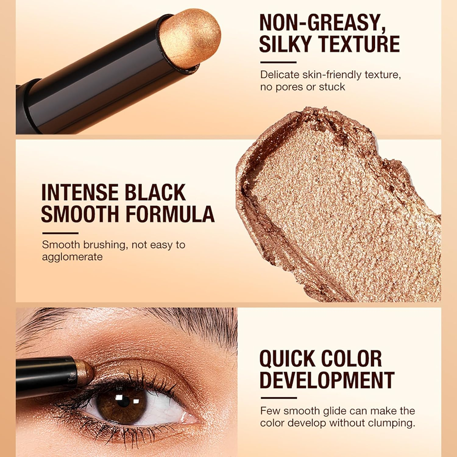 Fantasyday 8PCS Cream Eyeshadow Stick Sets, Metallic Glitter Shimmer Smokey Eye Looks Waterproof Long Lasting Quick-Drying Sparkling Eye Shadow Makeup Kits(Color Set A)