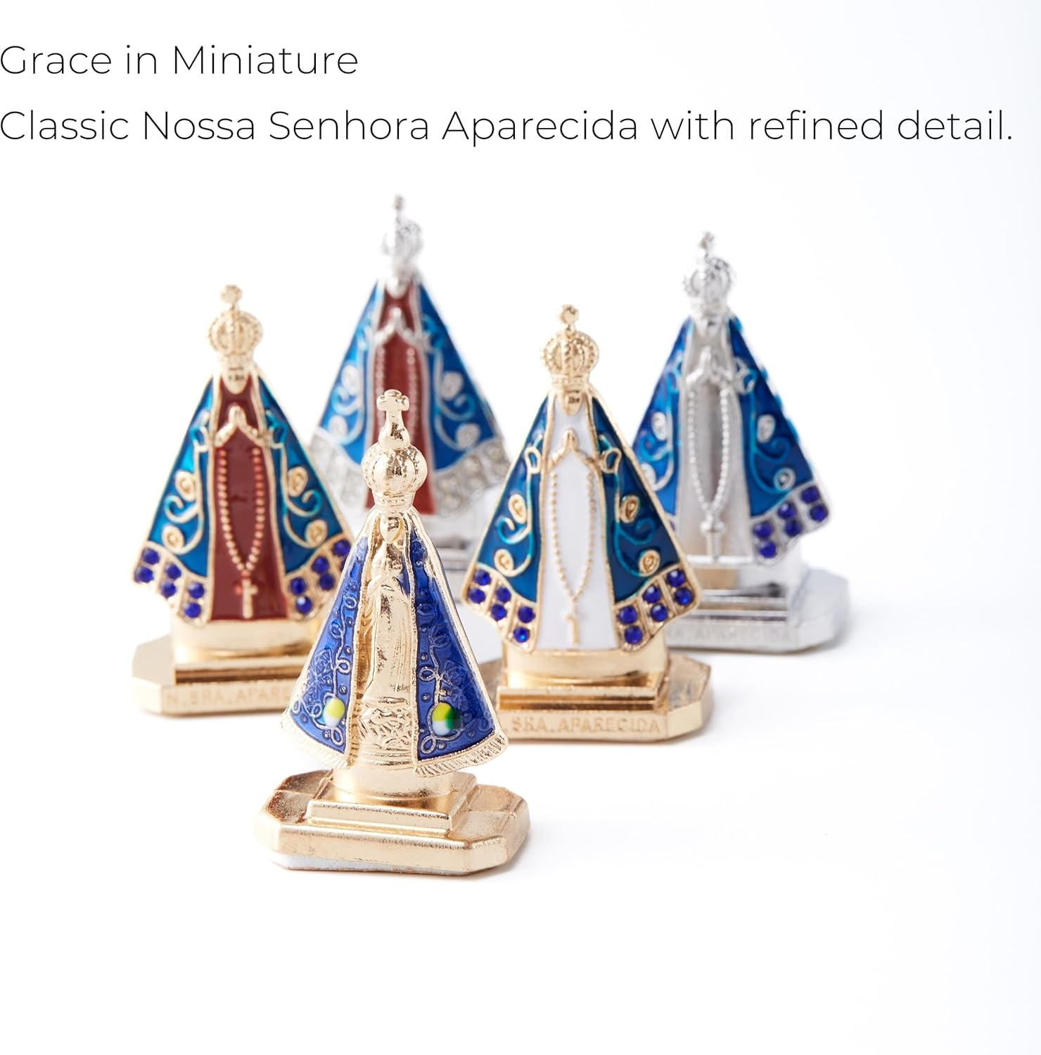 Nossa Senhora Aparecida Miniature Statue Set of 5 &ndash; Brazilian Virgin Mary Figurine for Home Altar, Car Dashboard, Collectible Display, and Devotional D&eacute;cor image number 6